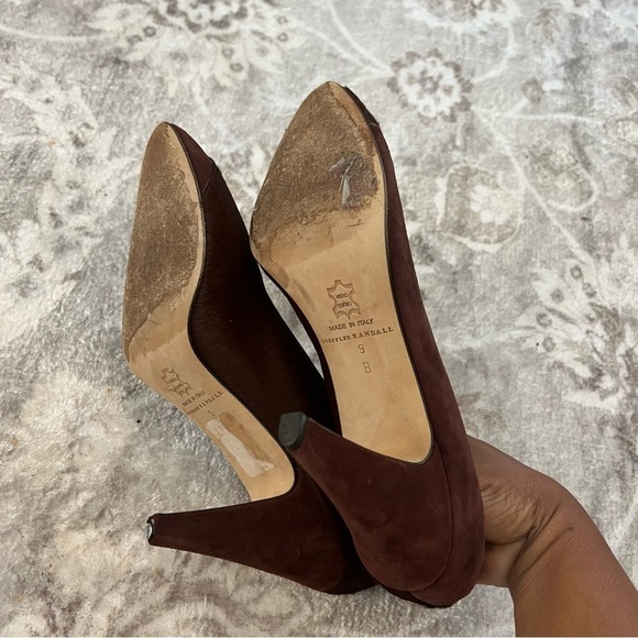 Loeffler Randall Brown Fur Suede Heels size 9 - Picture 4 of 12